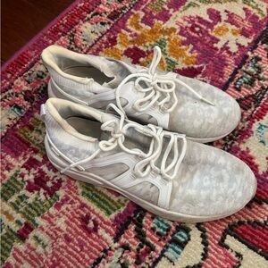 White and Gray Athletic Sneakers